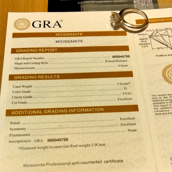 3 Kt. certified round moissanite diamond engagement ring - Picture 15 of 15